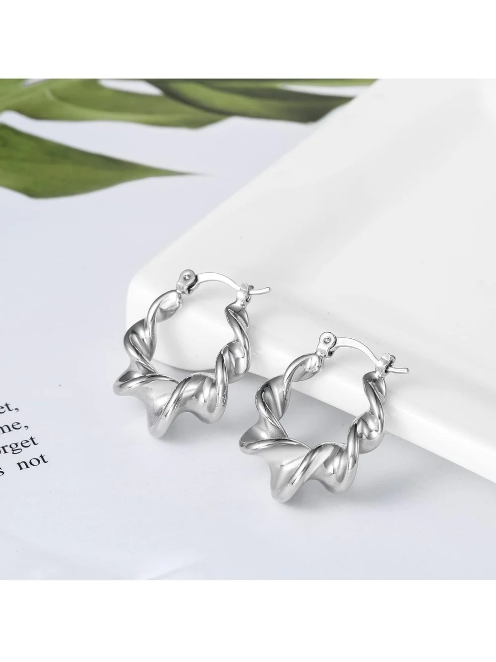 Sterling Silver Twisted Hoop Earrings - Silver